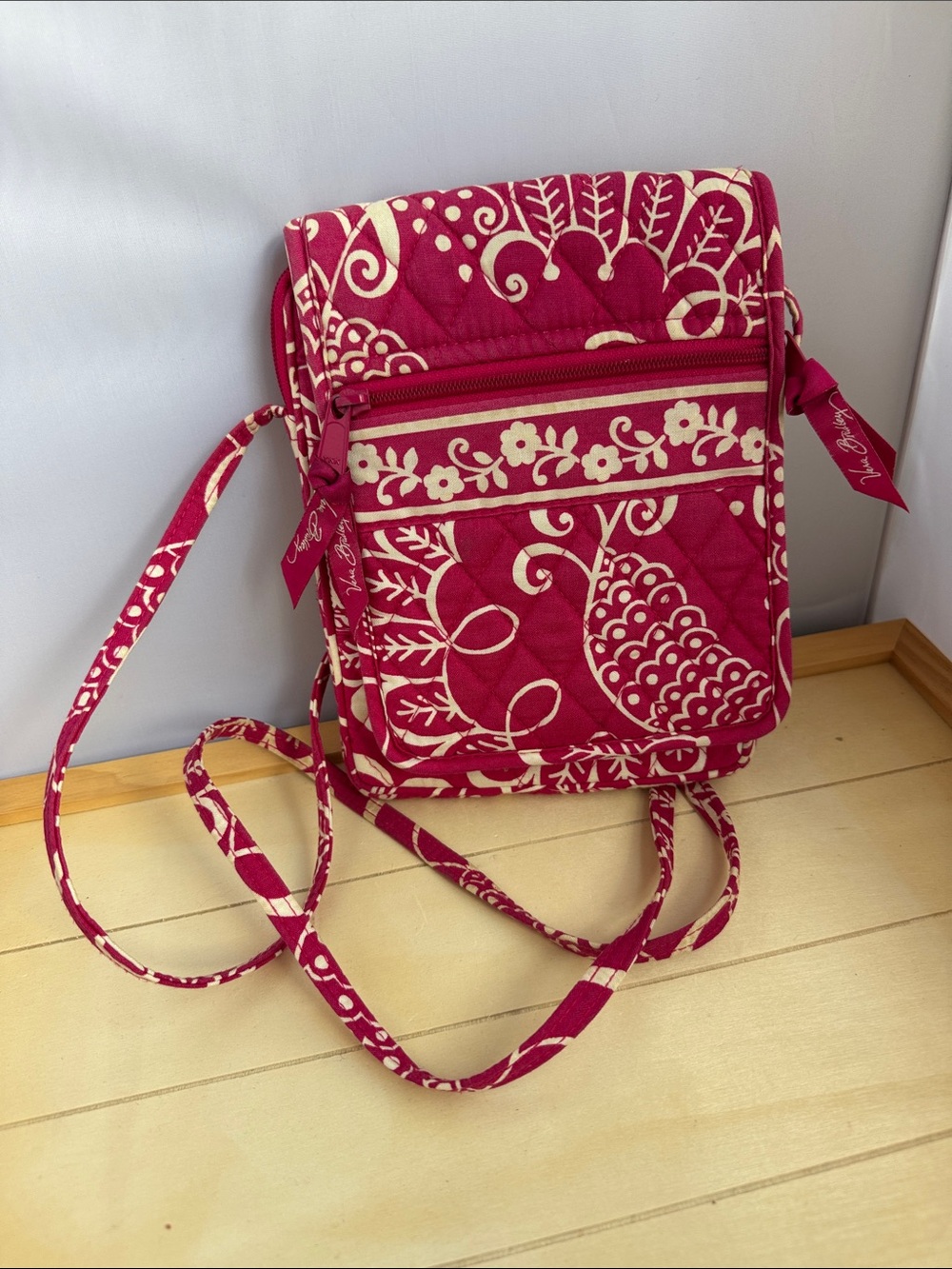 Vera Bradley Pink Floral Quilted Crossbody Bag